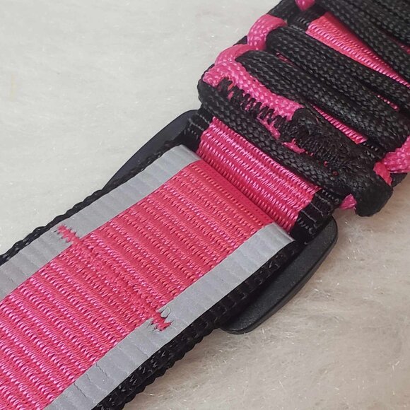 NEW! L/XL KONG Pink & Black *On the Go* Braided Reflective Adjustable Dog Collar - Picture 10 of 12
